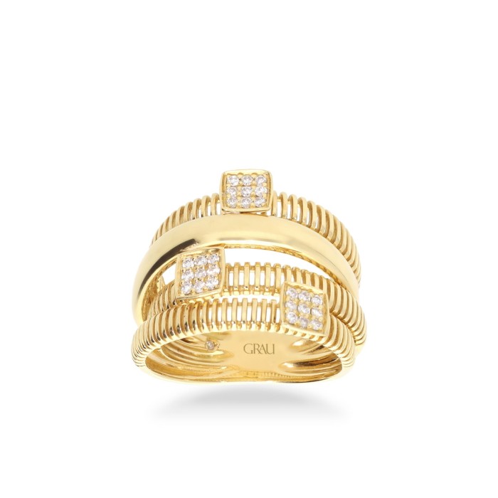 Anell Grau d’Or Groc amb Diamants