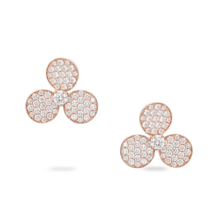 Rose Gold Pavé Diamond Flower Earrings