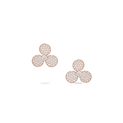 Pendientes de Flor con Diamantes Pavé en Oro Rosa