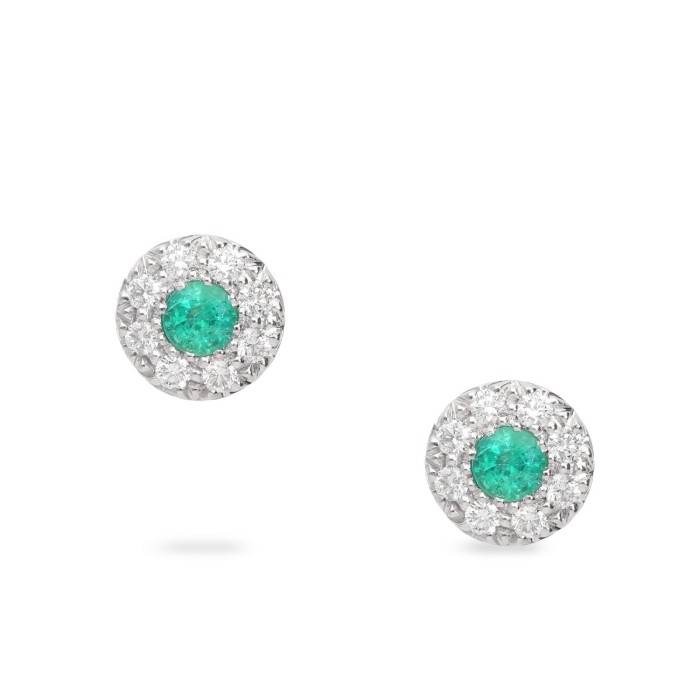 Arracades de Maragda i Diamants en Or Blanc