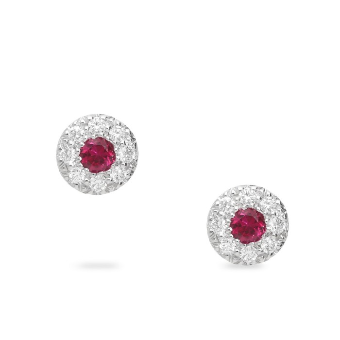Arracades de Robí i Diamants en Or Blanc