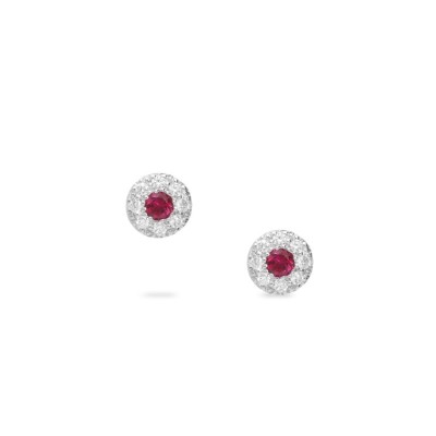Pendientes con Rubí y Diamantes en Oro Blanco