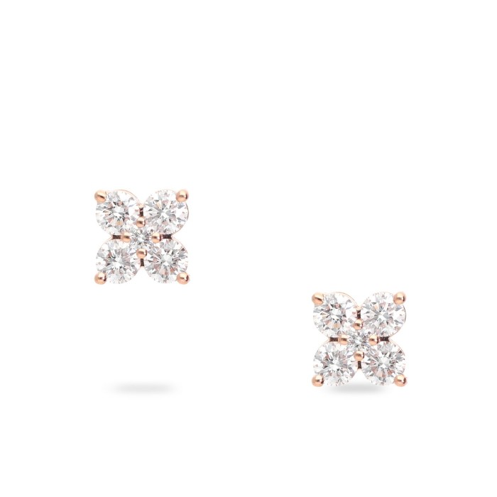 Arracades Florals amb Diamants en Or Rosa