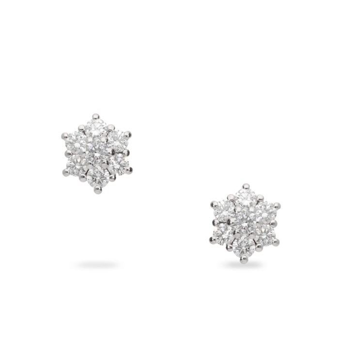Arracades de botó amb Diamants en Or Blanc