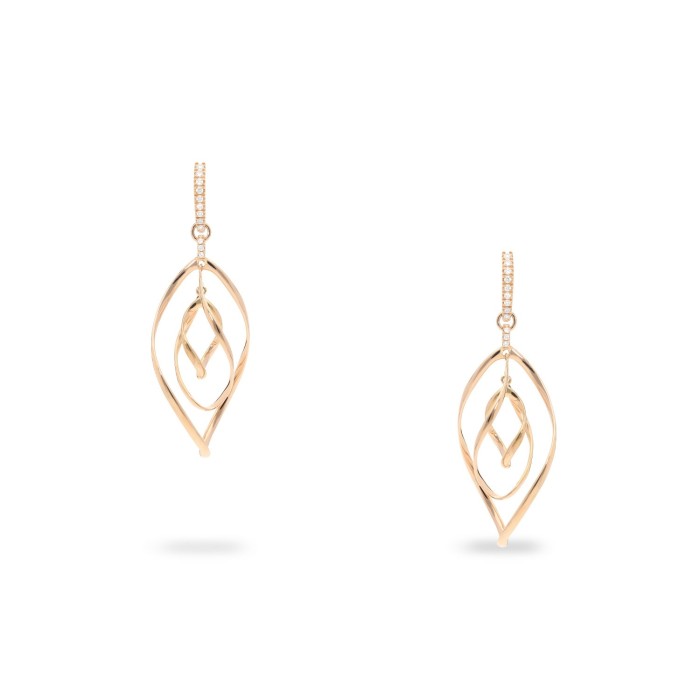 Long Rose Gold Diamond Oval Earrings