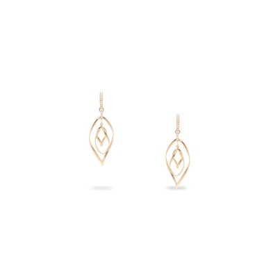 Pendientes largos óvalos con Diamantes en Oro Rosa