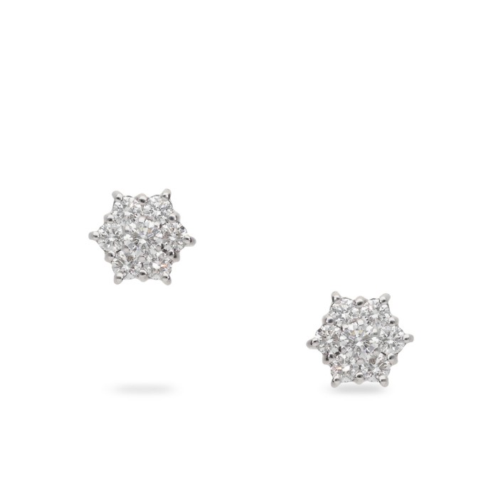 Pendientes de Botón hexagonal con Diamantes