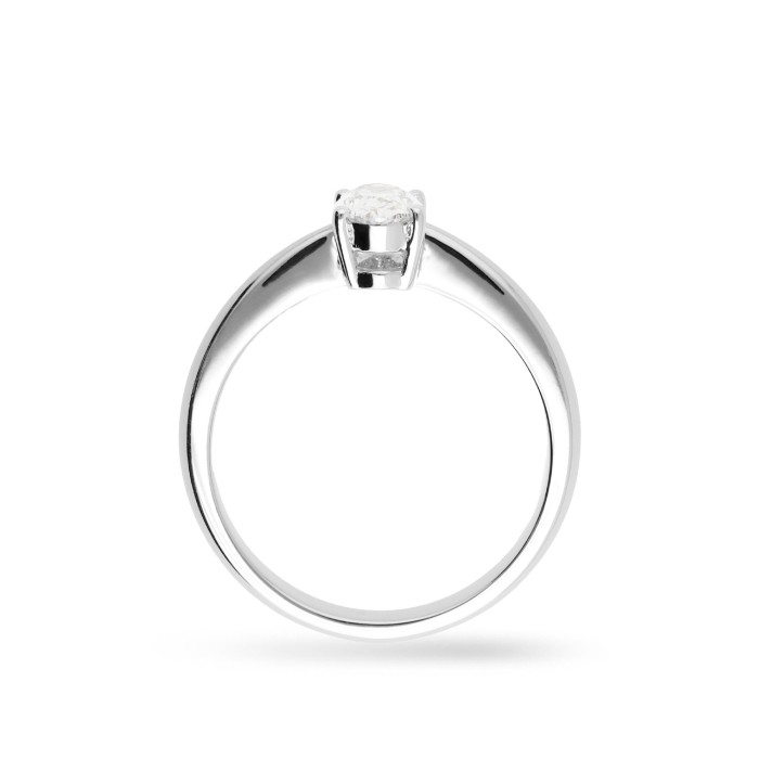Anell Solitari d’Or Blanc amb Diamant Oval