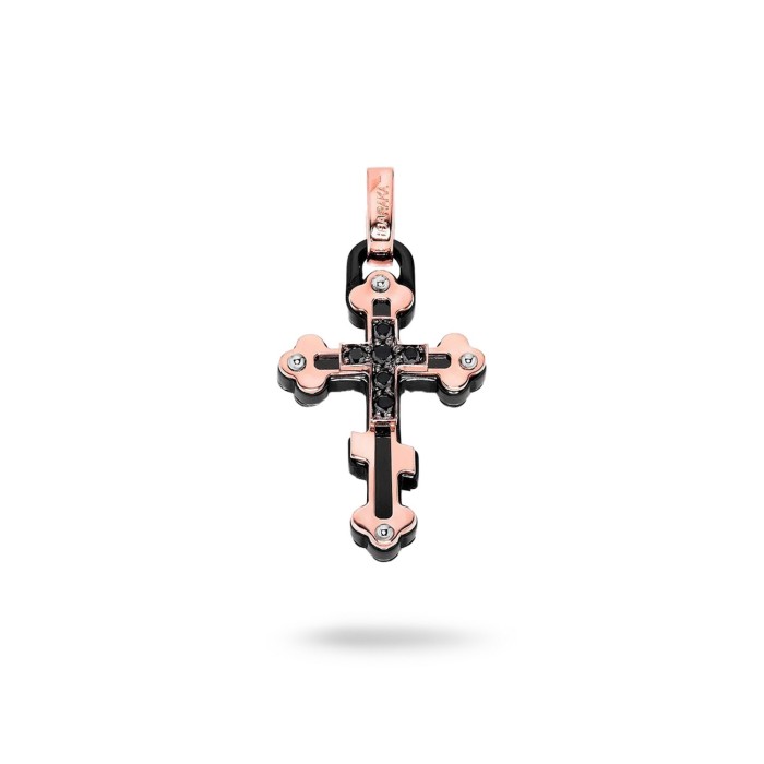 Colgante Baraka de Cerámica Negra, Oro blanco y Oro rosa con Diamantes