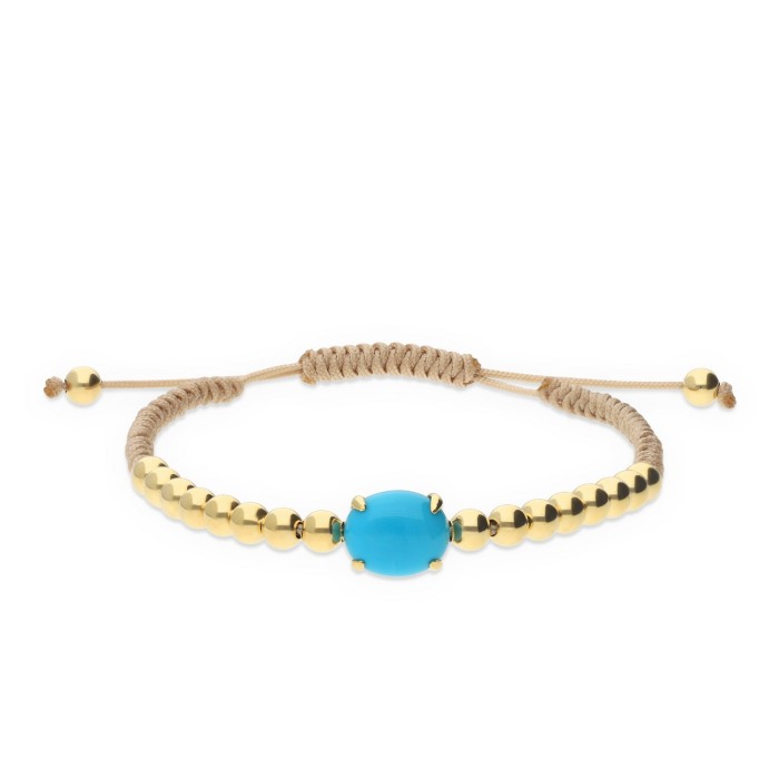 Pulsera de Oro Amarillo con Cabujón Turquesa