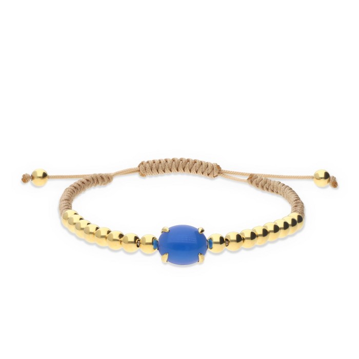 Pulsera de Oro Amarillo con Ágata Azules