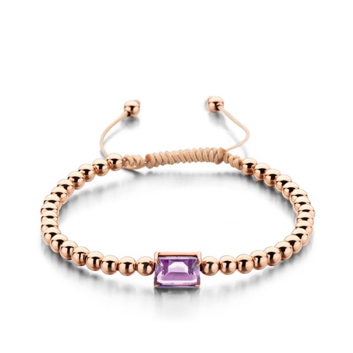 Pulsera Grau de Oro Amarillo con Amatista Natural