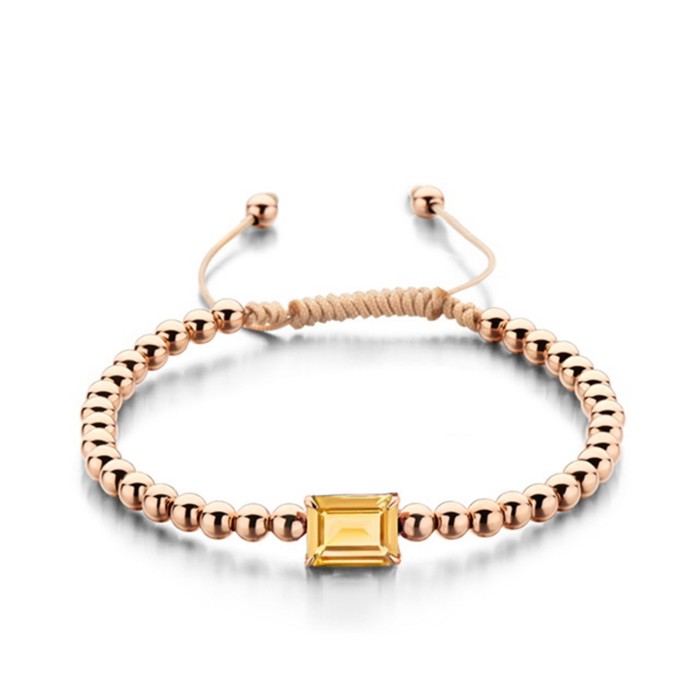 Pulsera Grau de Oro Amarillo con Citrino Natural