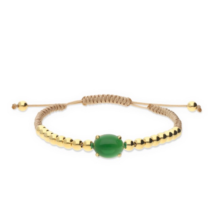 Pulsera Grau de Oro Amarillo con Ágata Verde