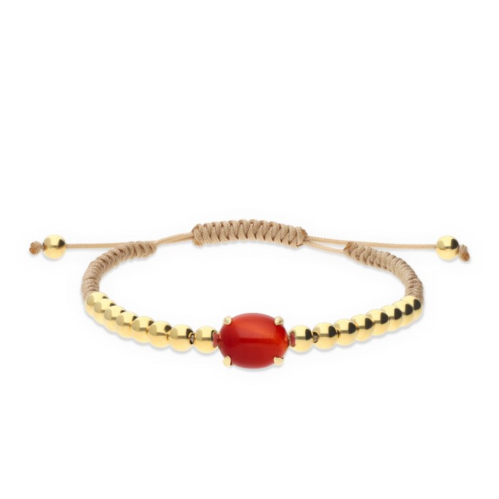 Pulsera de Oro Amarillo con Ágata Roja