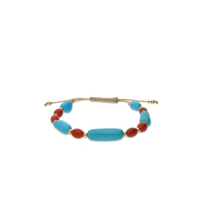 Polsera de Turquesa i Corall d’Or Groc de 18 kt
