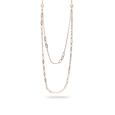 Rose Gold Double Chain Necklace Grau with Diamonds Halo