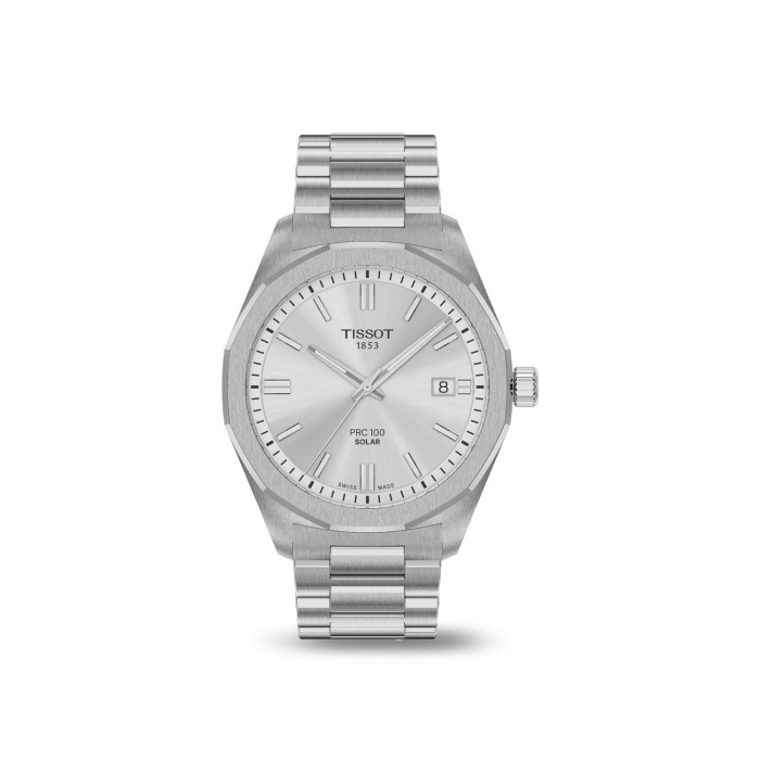 Reloj Tissot PRC 100 Solar Quartz Esfera Plateada