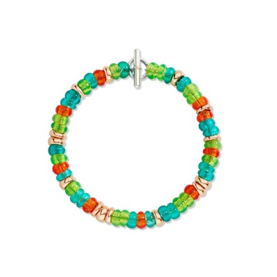 Pulsera Rondelle de Plata Dorada y Plástico reciclado