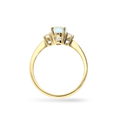 Anillo Trilogy oro amarillo con aguamarina y diamantes