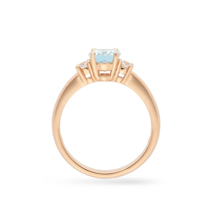Anillo solitario Trilogy con Agua Marina