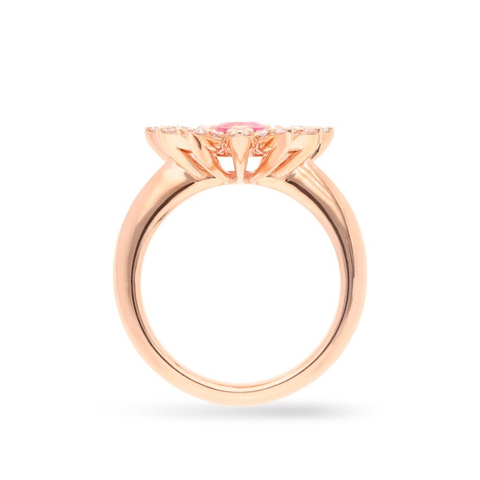 Rose Gold Floral Ring with Pink Sapphire and Diamonds