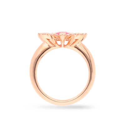 Anillo Floral con Zafiro Rosa y Diamantes