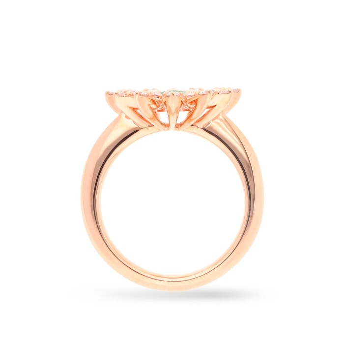 Anillo Floral con Esmeralda y Diamantes en Oro Amarillo