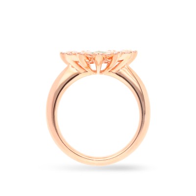 Anillo Floral con Esmeralda y Diamantes en Oro Amarillo