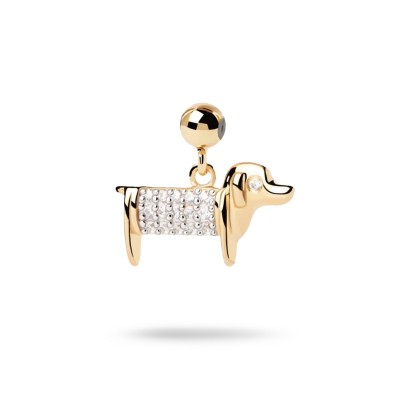 PdPaola Dog Charm with Silver & White Zirconia