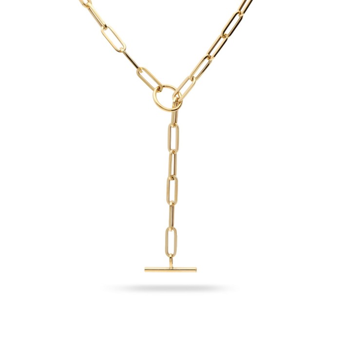 Collar Grau en Oro Amarillo Estilo Paperclip