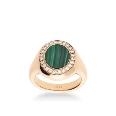 Anillo Sello con Orla de Diamantes en Oro Rosa