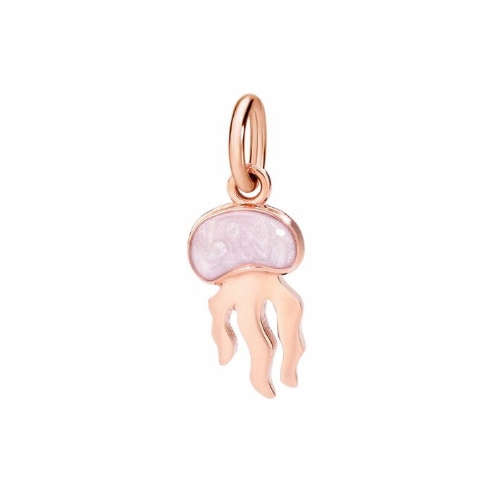 Medusa charm in 9k rose gold and lilac enamel by Dodo