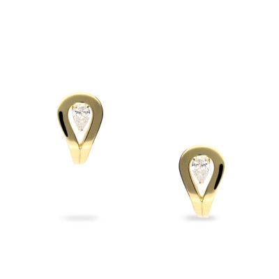 Pendientes de Oro Amarillo con Diamante Talla Pera y Lazo