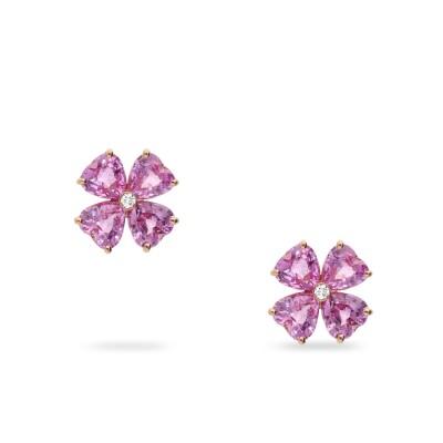 Pendientes Grau en forma de Flor con Zafiros y Diamante