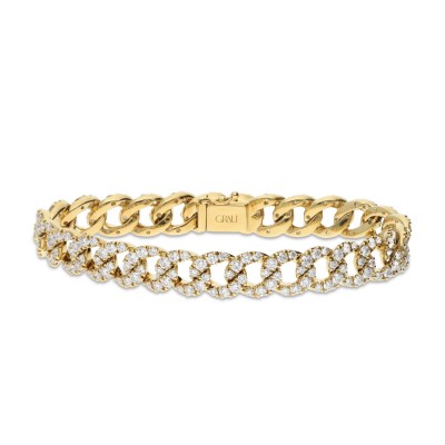 Polsera Barbada de Grau amb Diamants d’Or Groc