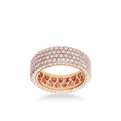 Anillo en Oro Rosa y con 6 Hileras de Diamantes