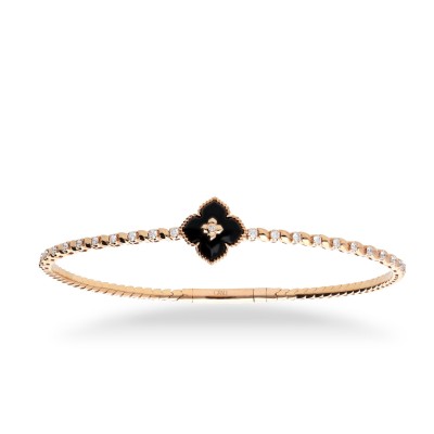 Polsera d’Or Rosa amb Flor d’Ónix Negre i Diamants