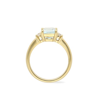 Anillo solitario Trilogy con Agua Marina