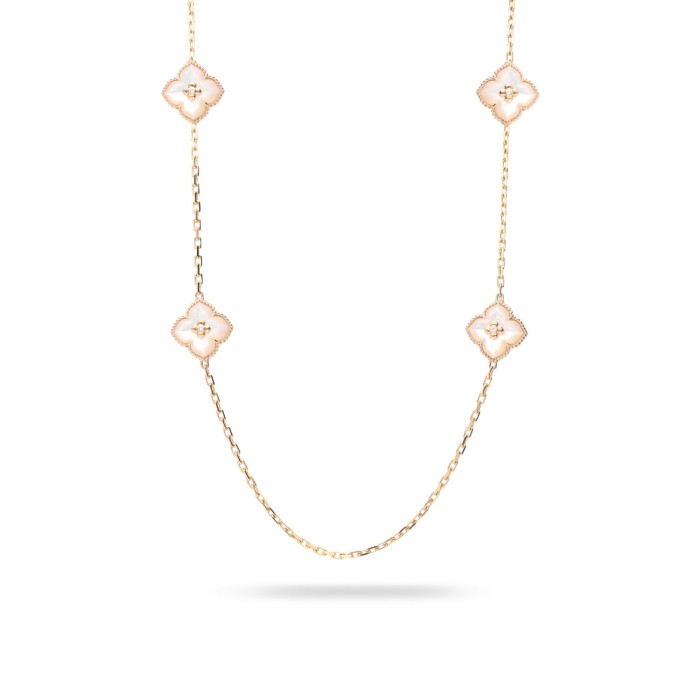 Collaret d’Or Rosa amb Flors de Nacre i Diamant