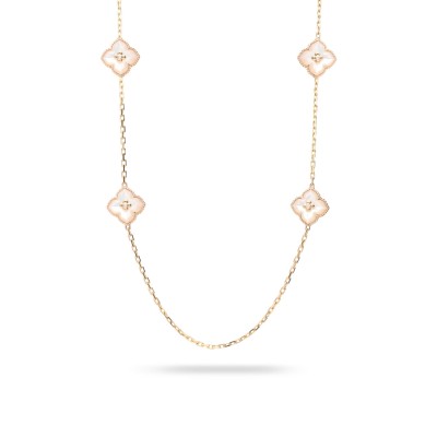 Collaret d’Or Rosa amb Flors de Nacre i Diamant