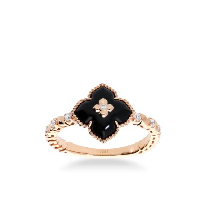 Pink Gold Ring with Onyx and Diamonds by Grau