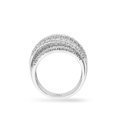 Band Crossover Ring with Diamonds