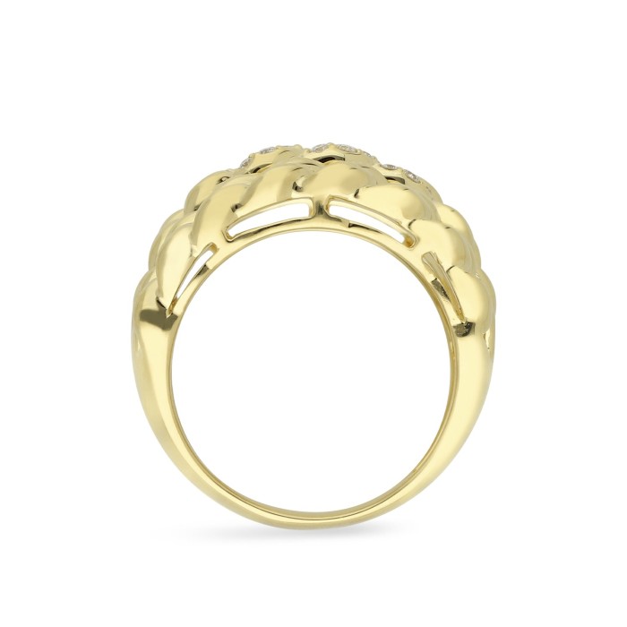 Grau Yellow Gold Chain Ring with Diamonds