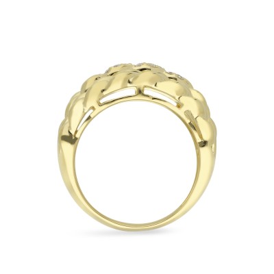 Anillo Grau Cadena Barbada Oro Amarillo y Diamantes