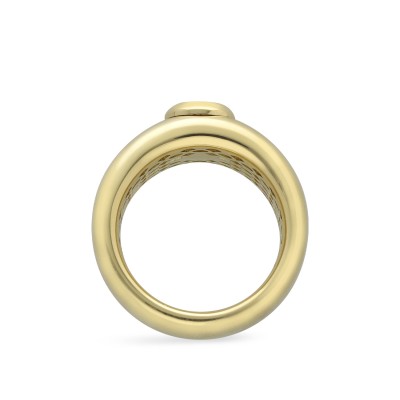 Anillo de Banda Ancha Grau Oro Amarillo y Diamante