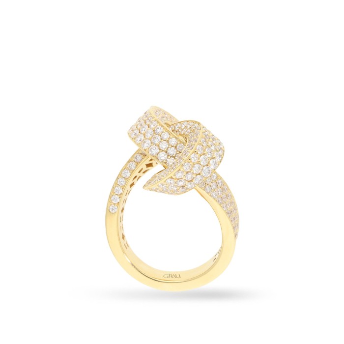 Yellow Gold Knot Ring with Pavé Diamonds | Jewelry Online Grau