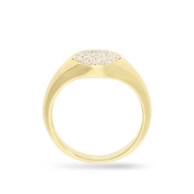 Yellow Gold Pinky Ring with Pavé Diamonds | Jewelry Online Grau