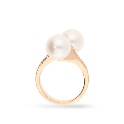 Anillo Grau de oro rosa con perlas y diamantes