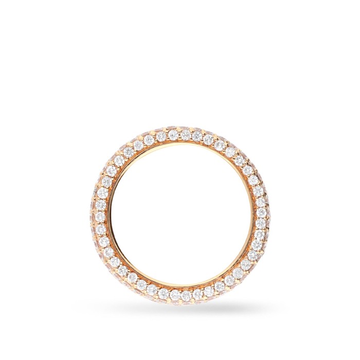 Anillo en Oro Rosa y con 6 Hileras de Diamantes